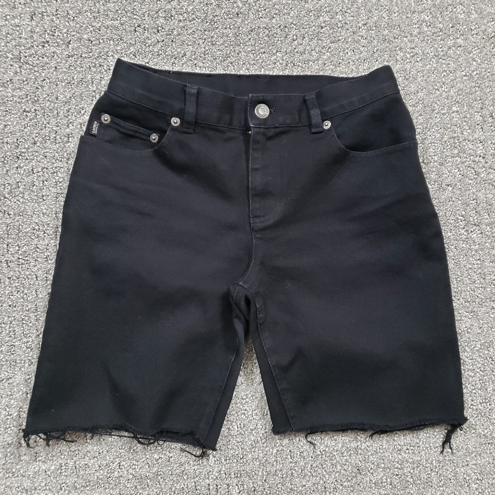 Vintage LAUREN RALPH LAUREN Shorts 25" W Black 90s Denim Cut Off Jorts 7"